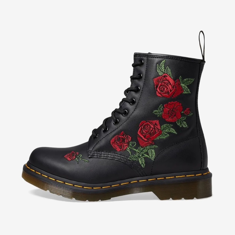 Dr. Martens boots VONDA 1460 leather floral rose embroidered lace up size 7